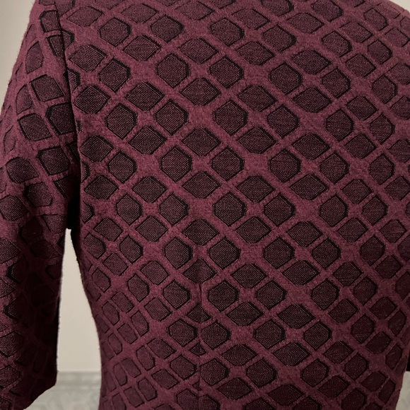 Anne Klein Elbow Sleeves Stretch Burgundy Side Drapes Dress - Picture 6 of 12